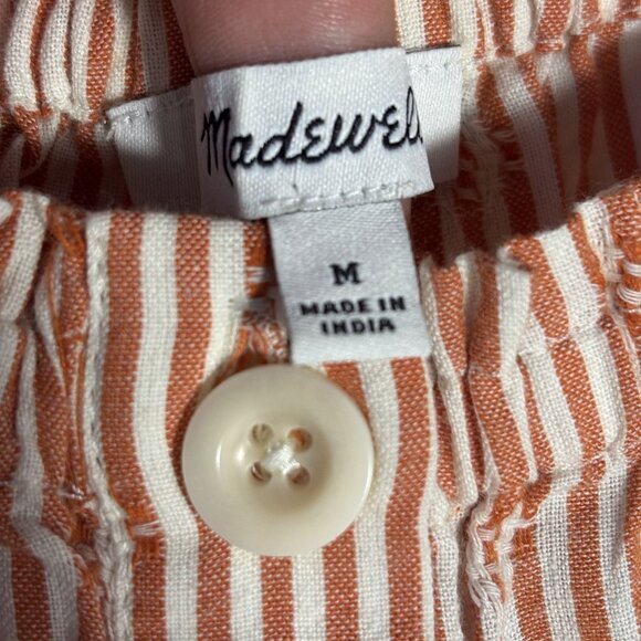 Madewell Striped Cotton Button-Up Puff Sleeve Blouse With Square Neckline - Picture 8 of 10